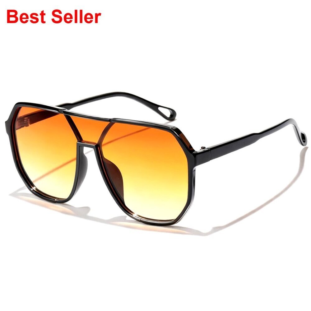 Oversized Square Aviator Sunglasses, Vintage Double Bridge, UV400 Protection